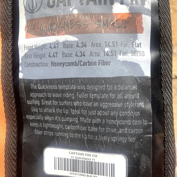 Captain Fin CF Quickness Twin Tab Thruster Surfboard 3 Fin Set FCS Black Small - Picture 4 of 9